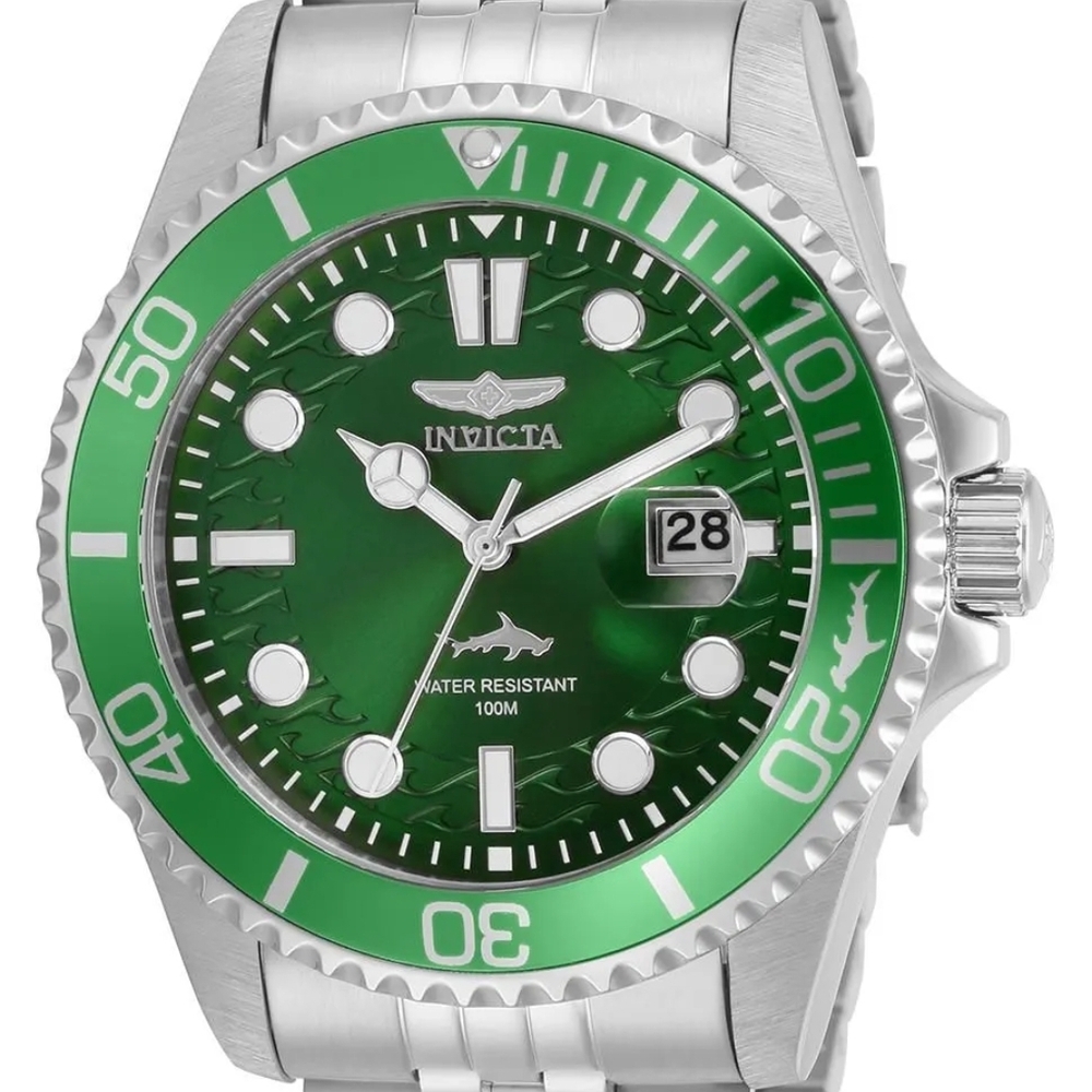 Invicta Green and Silver 43mm Pro Diver Watch